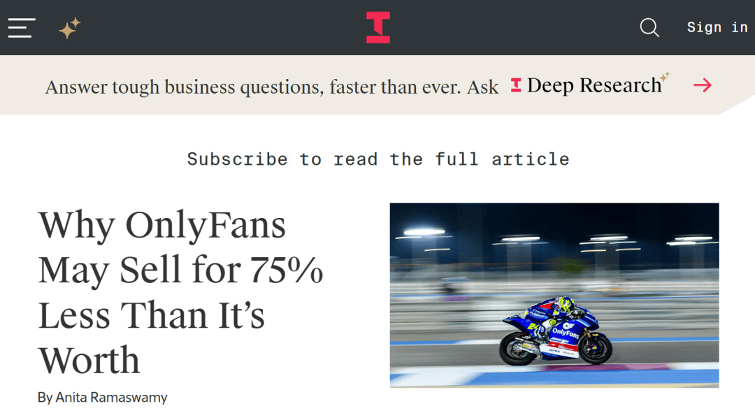 全球最大成人网站OnlyFans卖身了，原来只值这个价？